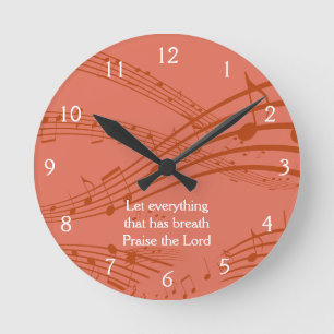 Custom Terracotta MUSIC NOTES  Round Clock