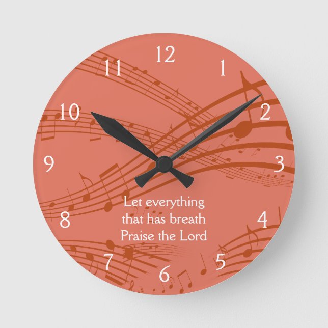 Custom Terracotta MUSIC NOTES  Round Clock (Front)