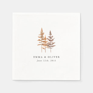 Custom Terracotta Pine Tree Mountain Wedding Napkin