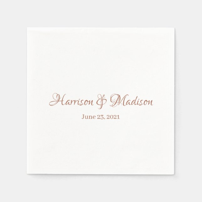 Custom terracotta Script Couple Name Date Wedding Napkin (Front)