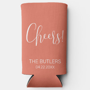 Custom Terracotta Wedding Seltzer Can Cooler