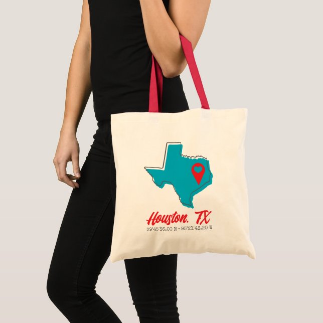 Custom Texas Map Tote Bag | Heart Marker (Front (Product))
