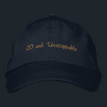 Custom Text 20 and Unstoppable Ambition-Hat Bold  Embroidered Hat<br><div class="desc">Own your milestone with this Navy Alternative Apparel Basic Adjustable Cap featuring bold “20 and Unstoppable” embroidery that radiates confidence and ambition. The one-size-fits-all adjustable strap ensures a comfortable, secure fit—perfect for birthday parties, campus events, photoshoots, or celebratory outings. Order in bulk for your entire crew to create a powerful,...</div>