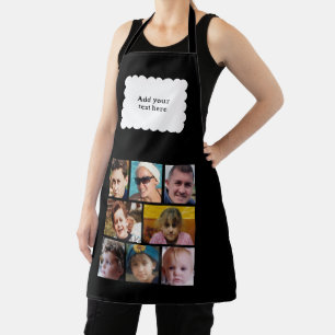 Custom text 8 photos white black apron