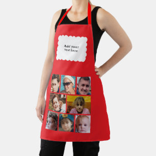 Custom text 8 photos white red apron