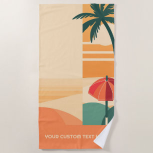 Custom Text Abstract Tropical Landscape Beach Towel