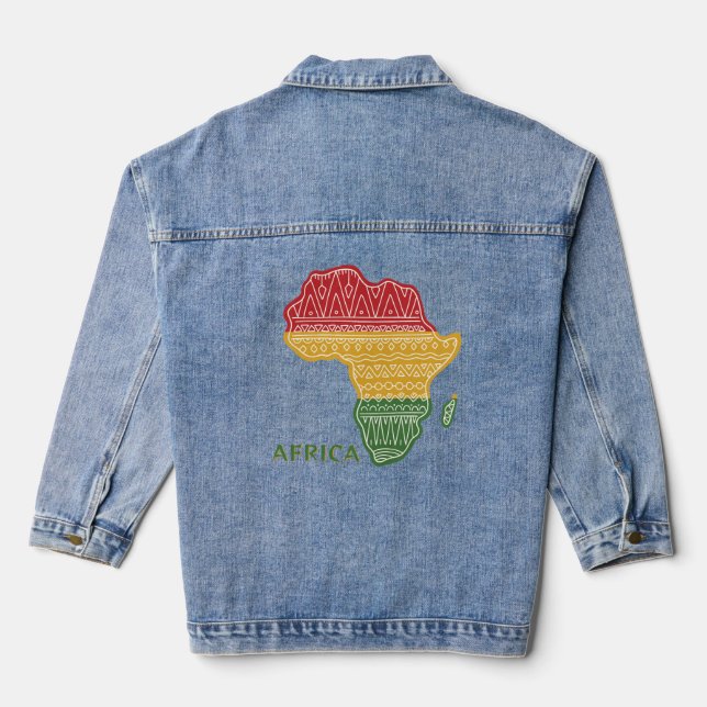 Custom Text Africa Denim Jacket (Back)