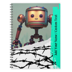 CUSTOM TEXT - Ai Image - Cute Robot Notebook