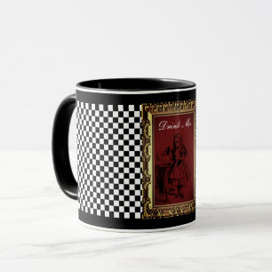Custom Text Alice in Wonderland Checked Drink Me Mug