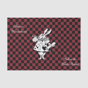 Custom Text Alice in Wonderland White Rabbit Check Tissue Paper