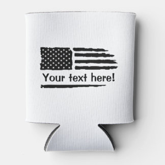 Custom Text American Flag  Can Cooler