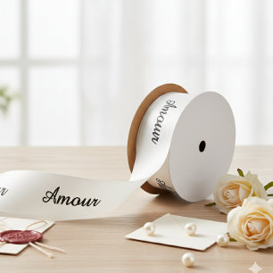 Custom Text Amour Personalized French Love Gift Satin Ribbon