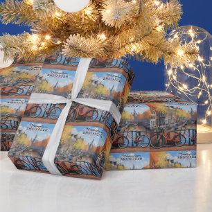 Custom Text Amsterdam Wrapping Paper
