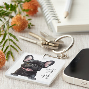 Custom text and background, 🐶Frenchie puppy Keychain