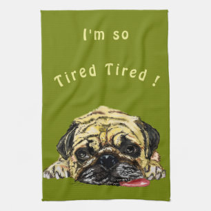 Custom Text and Colours Kitchen Towel Funny Pug Do