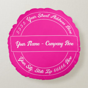 Custom Text and Colours Pink Round Pillow Template