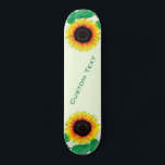 Custom Text and Colours Skateboard with Sunflowers<br><div class="desc">Art Sunflowers - Add Your Text / Name / Year / Number / Logo / More  - Choose / add your favourite background and colours !</div>