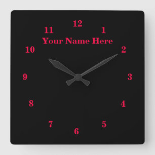 Custom Text and Colours Wall Clock - Black Red