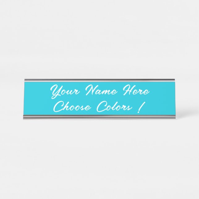 Custom Text and Font Desk Name Plate - Your Colour (Front)