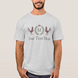 Custom Text and Initial Rooster Design T-Shirt
