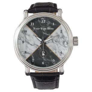 Custom Text and Letter Watch Gift Marble Design