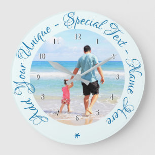 Custom Text and Photo - Best DAD - Your Own Desing Large Clock