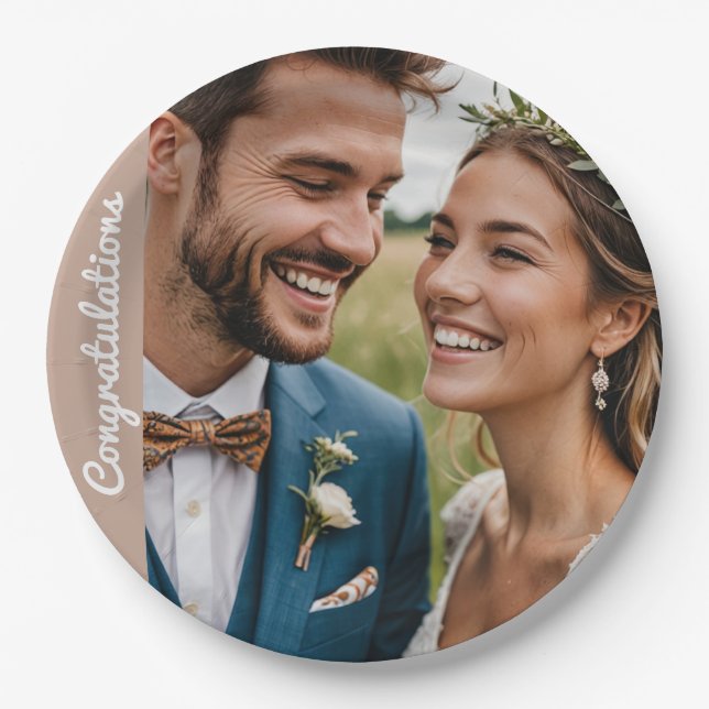 custom text and photo personalized party photo paper plate (Front)