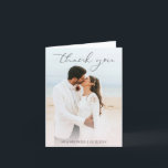 Custom Text and Photo  Script Minimalist Wedding Thank You Card<br><div class="desc">Custom Text and Photo  Script Minimalist Wedding Thank You Card.</div>