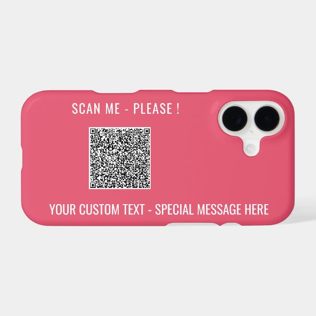 Custom Text and QR Code iPhone Case Example (Back Horizontal)