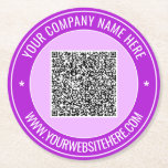 Custom Text and QR Code Paper Coaster Template<br><div class="desc">Custom Colours and Fonts - Design Your Own Personalized Coasters with Your QR Code Scan Info and Name Website or Custom Text Professional Design Business Promotional Paper Coasters / Supplies Gift - Add Your QR Code - Image - Photo or Logo / and Name - Company / Website or E-mail...</div>
