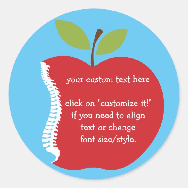 Custom Text (Apple) Chiropractic Stickers (Front)