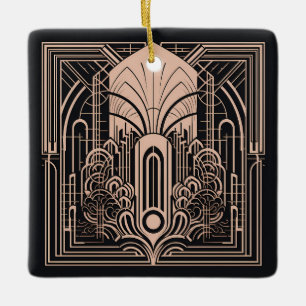 Custom Text Art Deco Ceramic Ornament