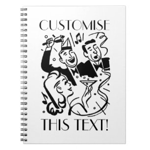 Custom Text Art Deco Cocktail Party Notebook