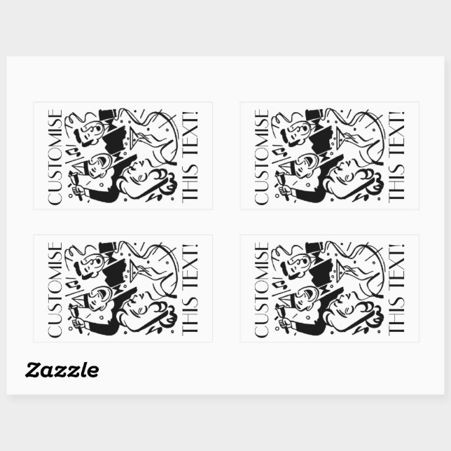 Custom Text Art Deco Cocktail Party Sticker (Sheet)