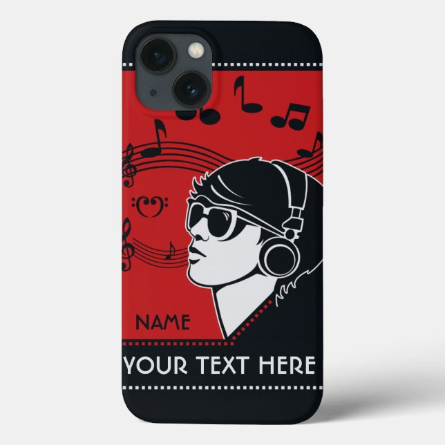 Custom Text Art Deco Music cases (Back)