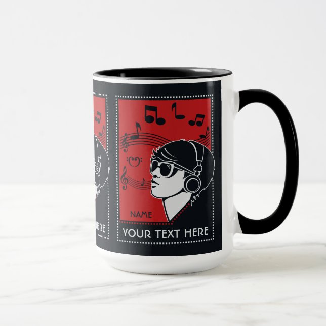 Custom Text Art Deco Music mugs (Right)