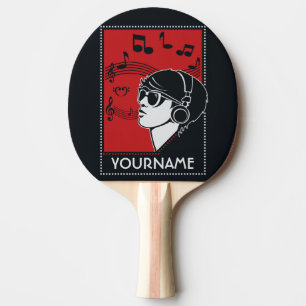 Custom Text Art Deco Music ping pong paddle