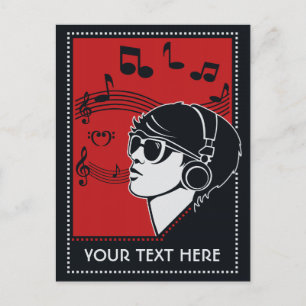 Custom Text Art Deco Music postcard