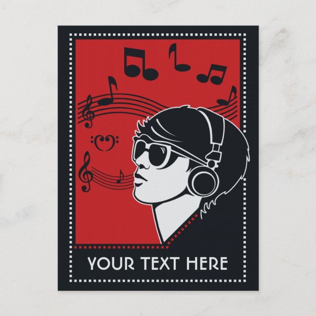 Custom Text Art Deco Music postcard (Front)
