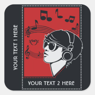 Custom Text Art Deco Music stickers