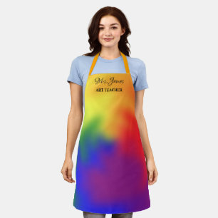 Custom Text Art Teacher Add Name Colorful Apron