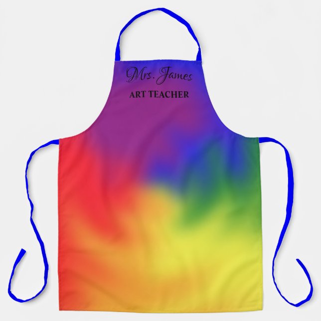 Custom Text Art Teacher Add Name Colourful Apron (Front)