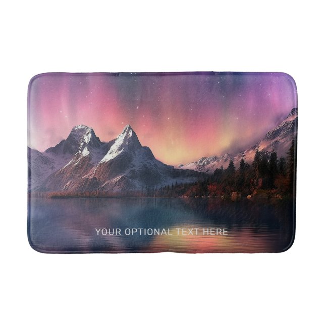 Custom Text Aurora Borealis Bath Mat (Front)