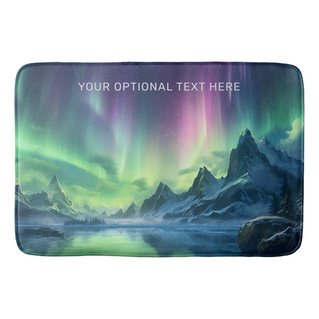 Custom Text Aurora Borealis Bath Mat (Front)