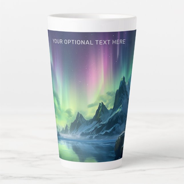 Custom Text Aurora Borealis Latte Mug (Front)