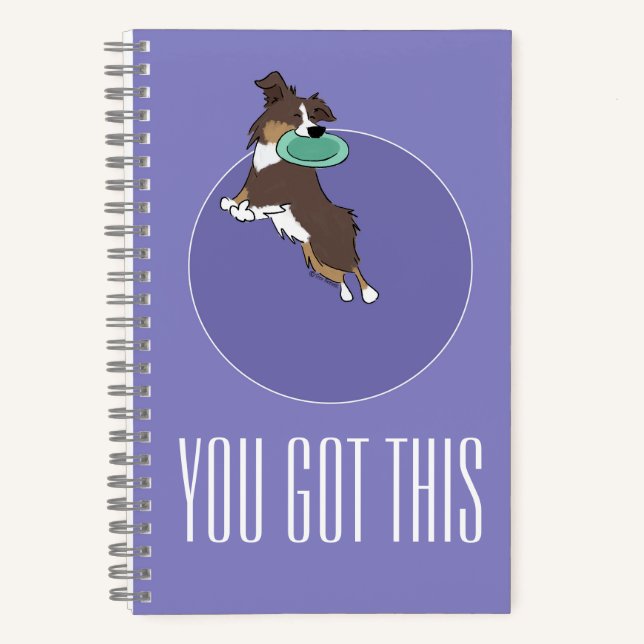 Custom Text Aussie Fetch Fun Purple Spiral Custom Notebook (Front)