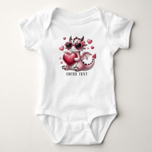 Custom Text Baby Girl T-Rex Dino Love Bodysuit