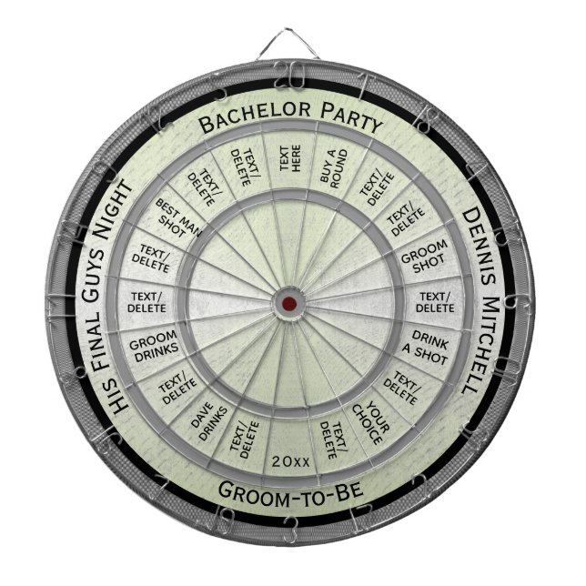 Custom Text Bachelor Party Regulation Dartboard (Front)