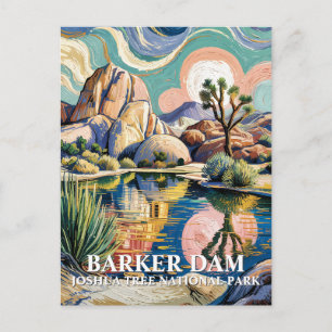 Custom Text Barker Dam Joshua Tree Van Gogh Desert Postcard