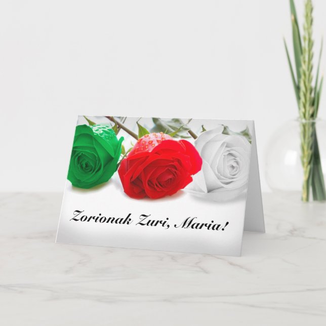 Custom text, Basque birthday or celebration roses: Card (Front)